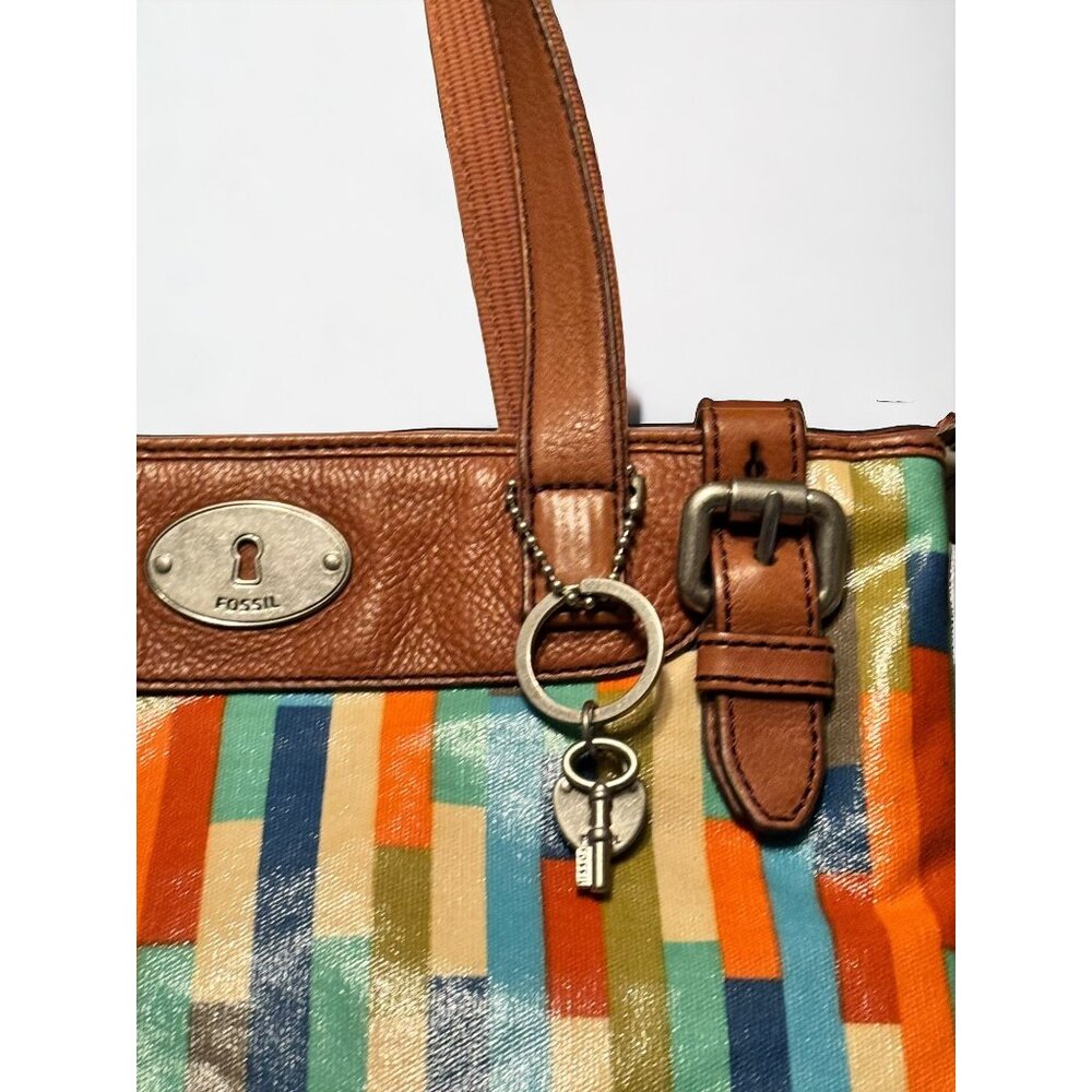 Fossil Multi-Color Stripe Coated Canvas & Leather… - image 5